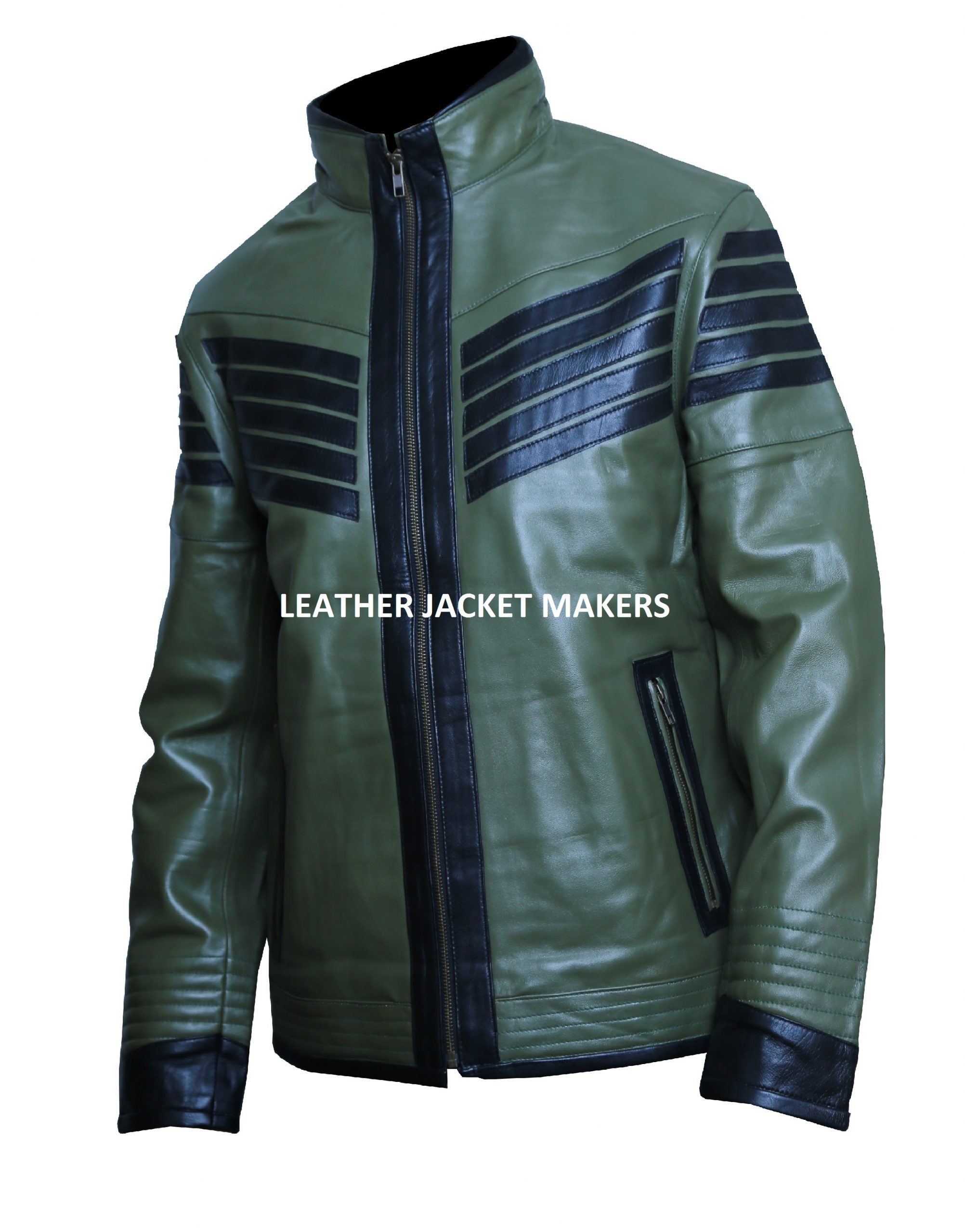 Mens Green Motorcycle Leather Jacket - Leather Jacket Makers